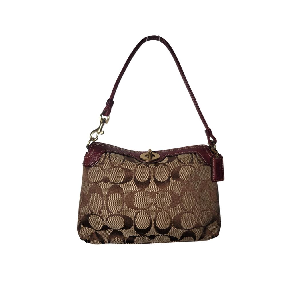 Y2K Coach Turnlock Wristlet Signature C Brown